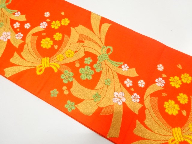 JAPANESE KIMONO / CHILDRENS OBI / WOVEN PLUM / CHERRY BLOSSOM PATTERNS